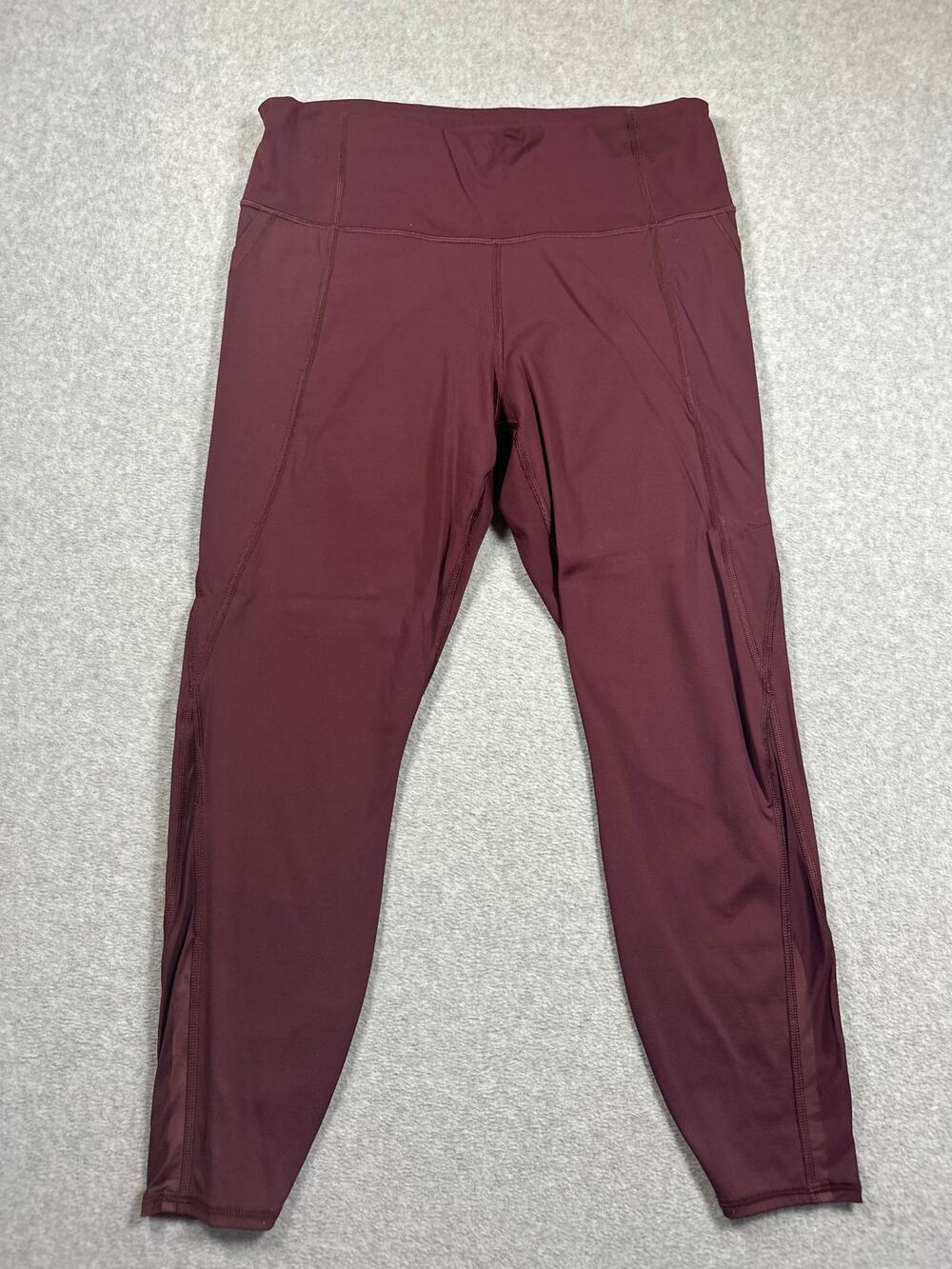Athleta Lightning 7/8 Tight Mid-Rise Leggings Large Red High Waisted Pockets